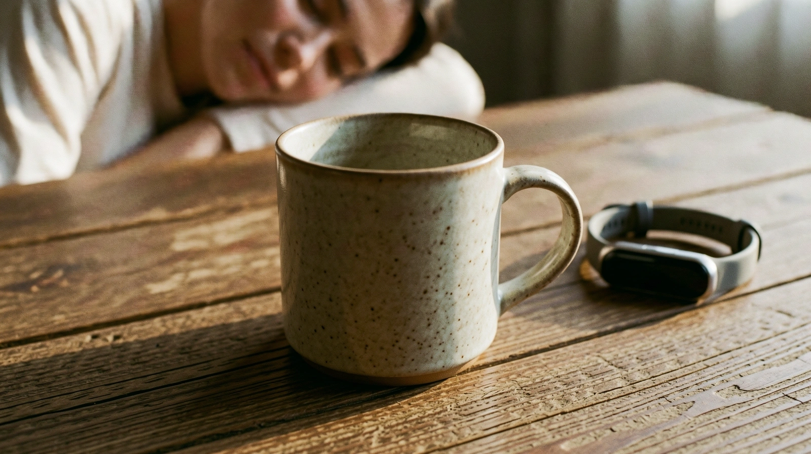 Morgenlicht auf einem hölzernen Tisch